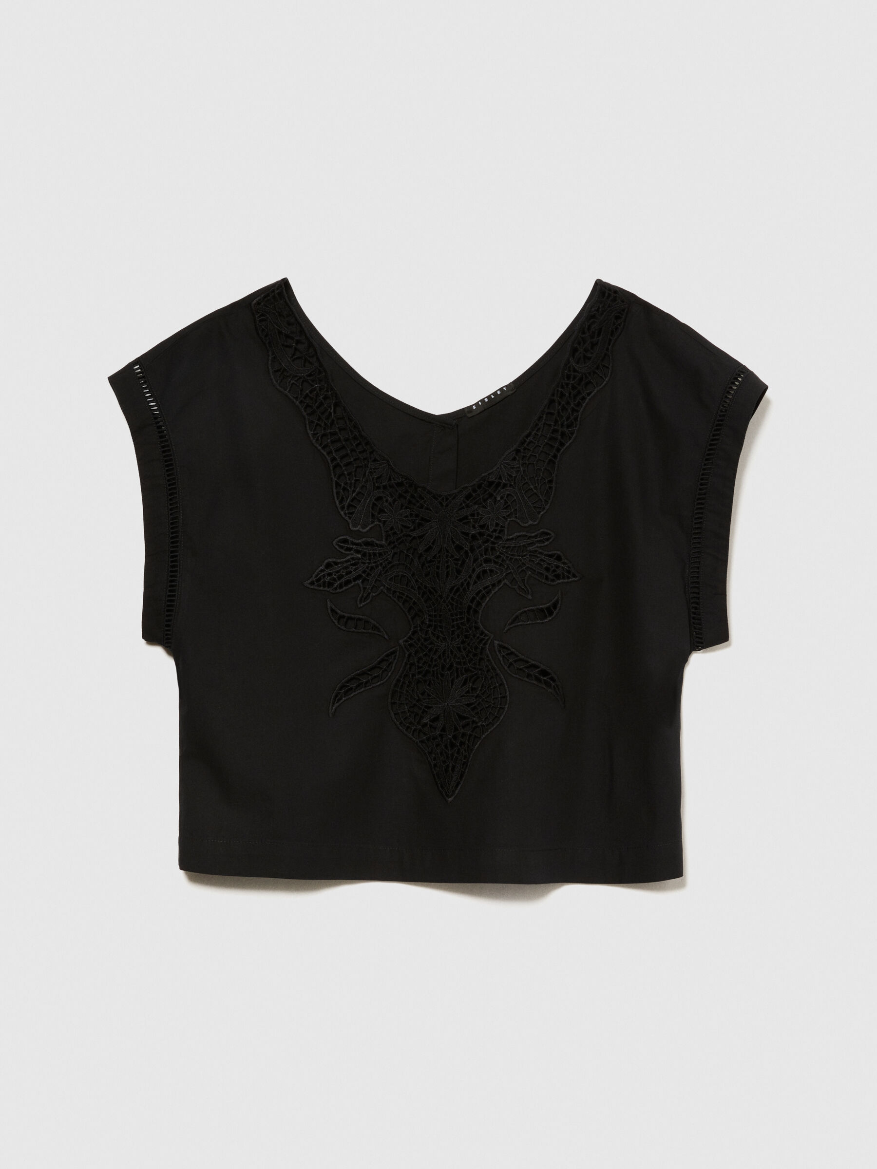 Cropped blouse with crochet Women image number null