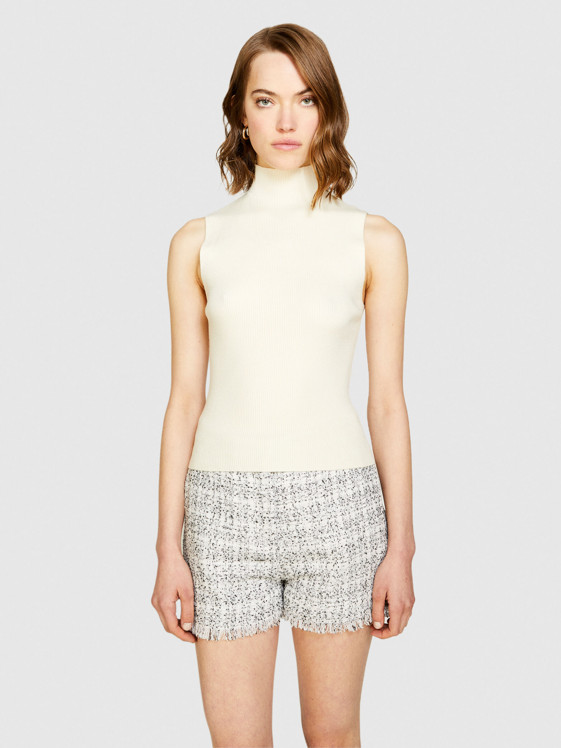 JOSE MOON HOLES KNIT TOPS ホワイト Chunky Cotton Dot Mesh Pullover