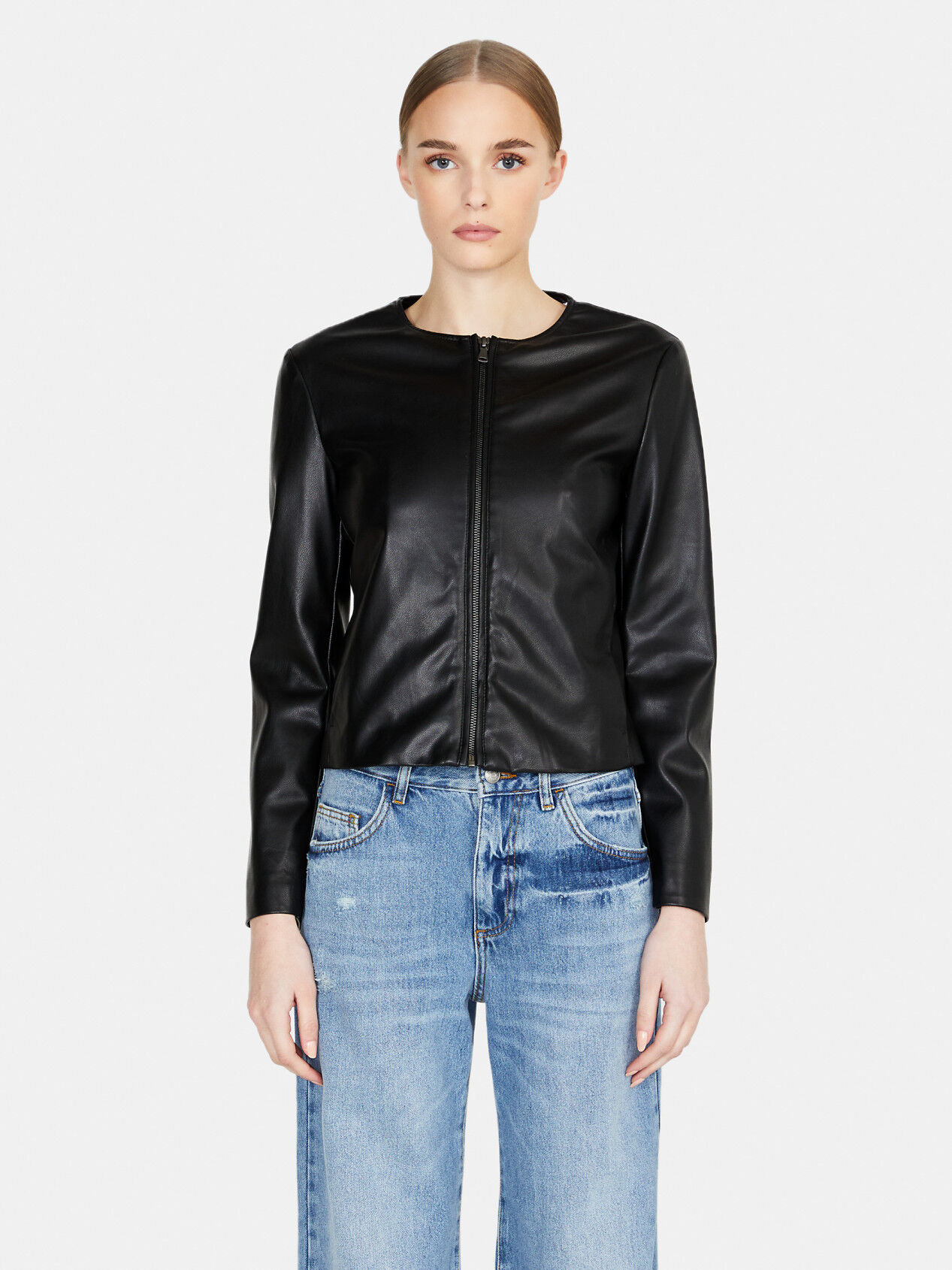 Crew neck jacket, Black - Sisley