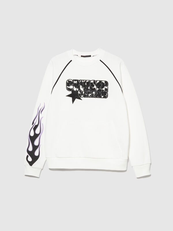 Oversized sweatshirt with patch - boys' knitwear | Sisley Young