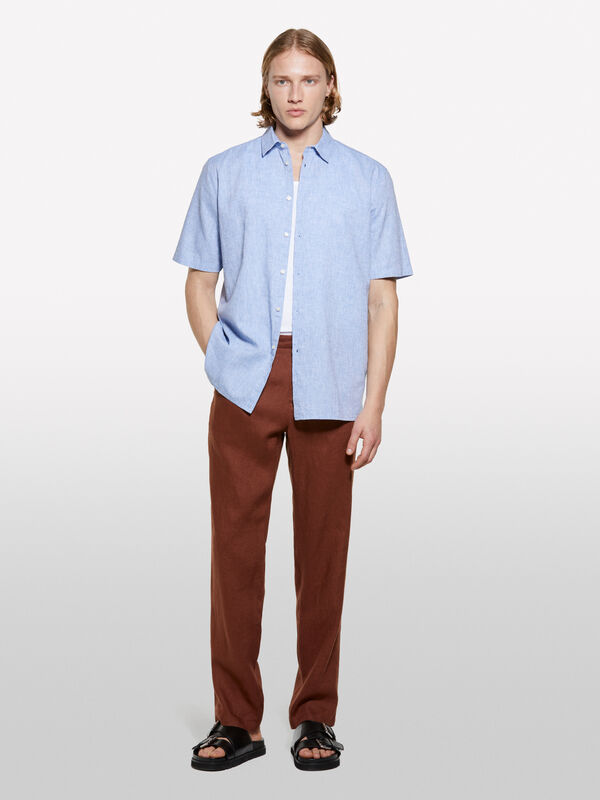 Light blue short sleeve shirt - men's regular fit shirts | Sisley
