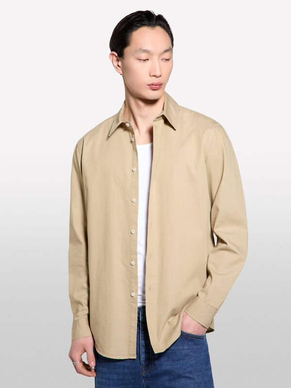 Beige regular fit shirt - men's regular fit shirts | Sisley