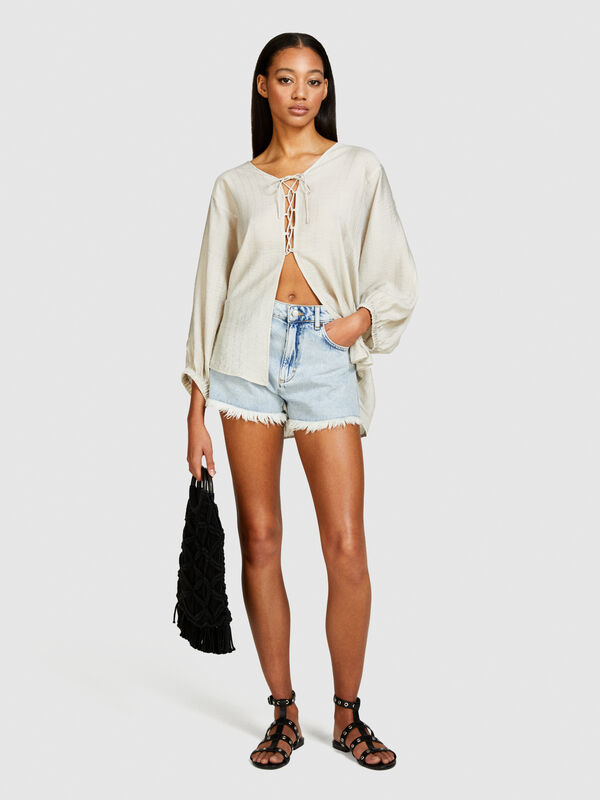 Kaftan blouse with ties - women's blouses | Sisley