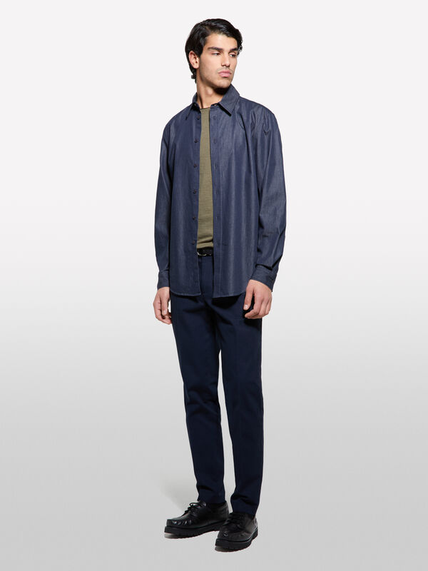 Military green slim fit short sleeve t-shirt - men's short sleeve t-shirts | Sisley