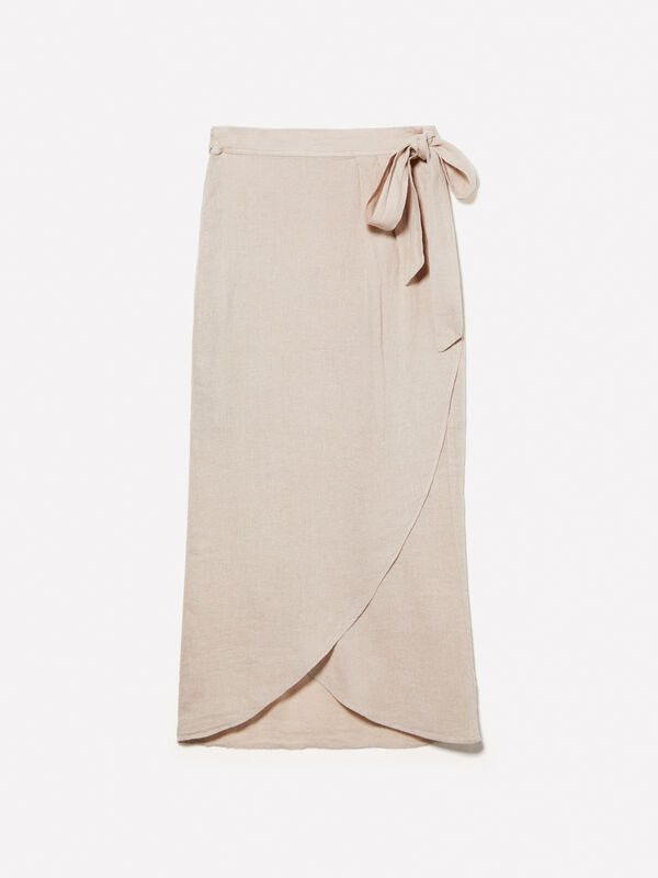 Pareo skirt in 100% linen - women's midi skirts | Sisley