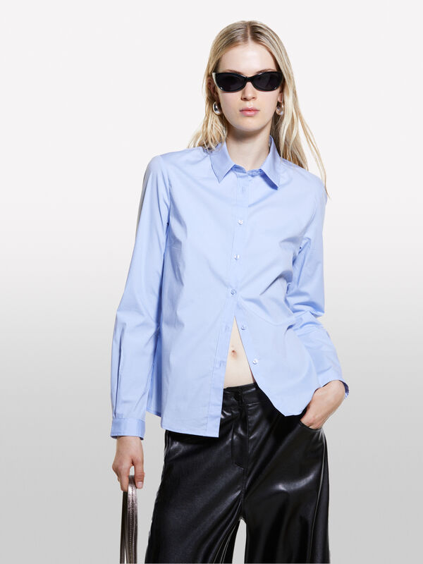 Sky blue slim fit shirt - women's shirts | Sisley