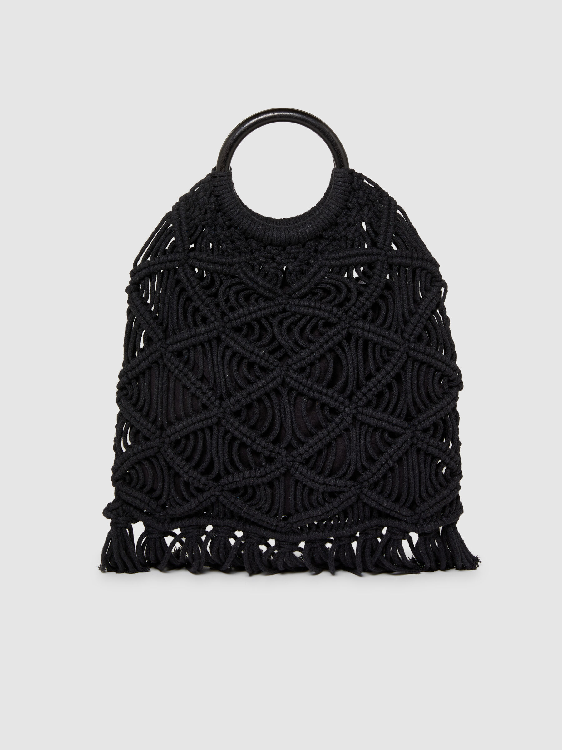 上品 with bag Crochet fringe, Sisley - Black ジャケット・アウター
