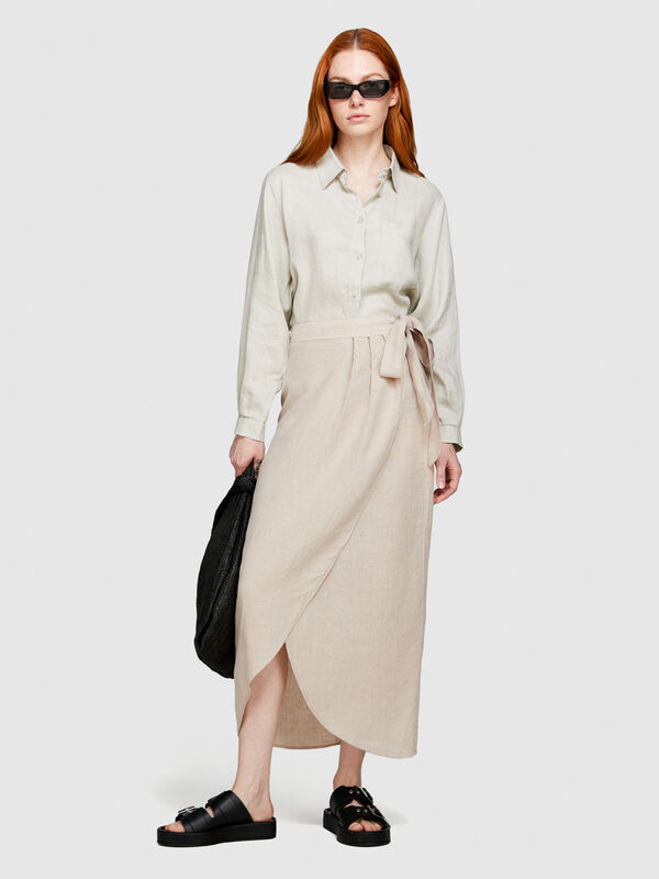 Pareo skirt in 100% linen - women's midi skirts | Sisley