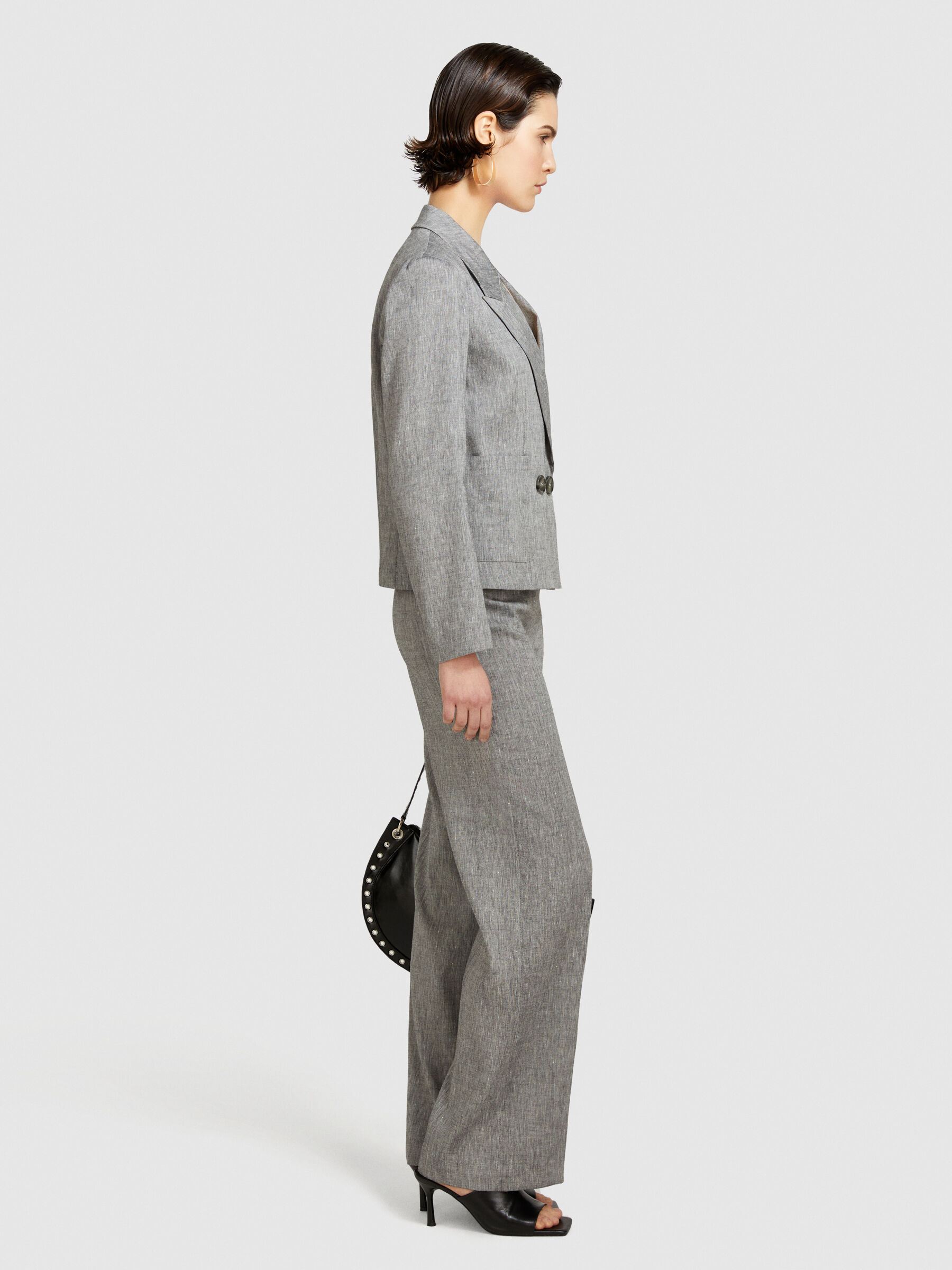 Double-breasted comfort fit blazer, Gray - Sisley Double-breasted comfort fit blazer, Gray - Sisley