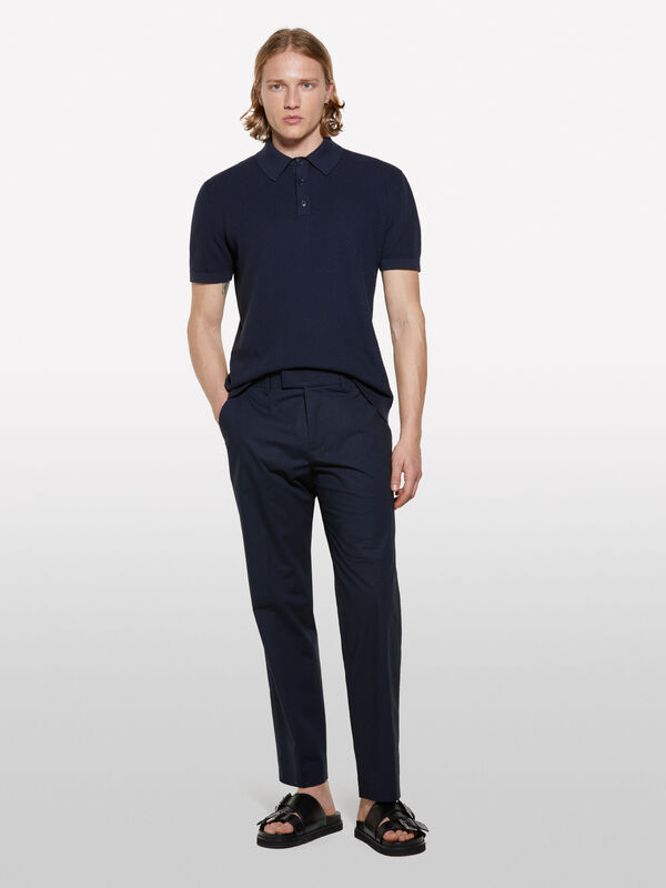 Dark blue knit polo  - men's polos | Sisley