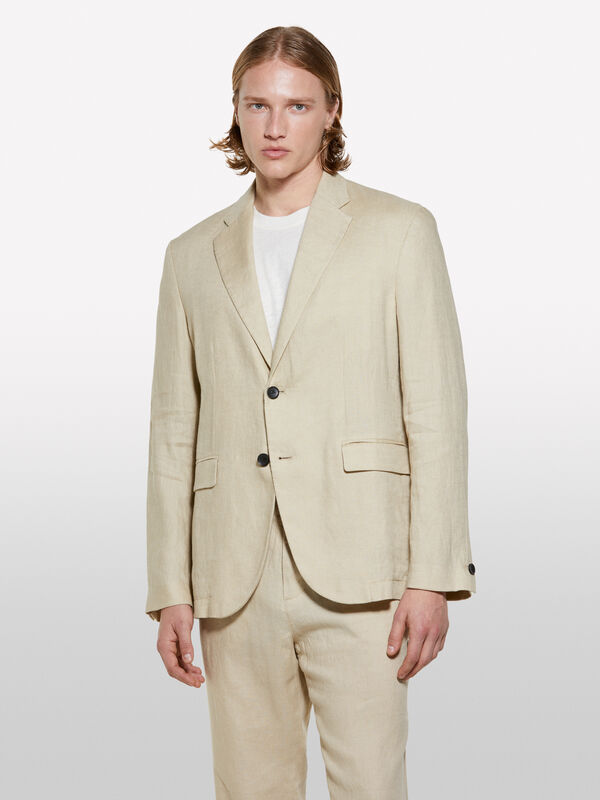 Sand beige 100% linen blazer - men's blazers | Sisley