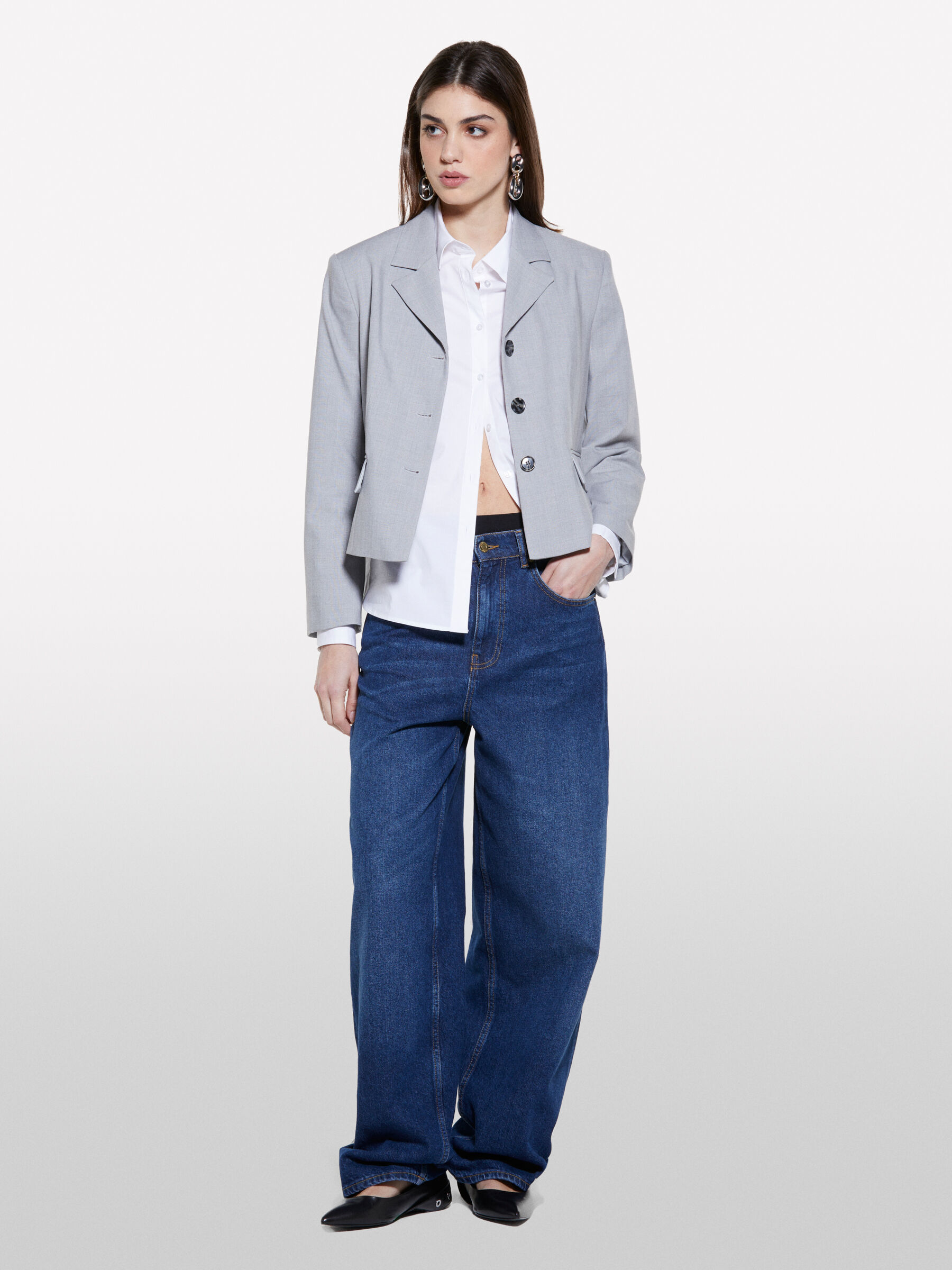 Light gray short jacket, Light Gray - Sisley
