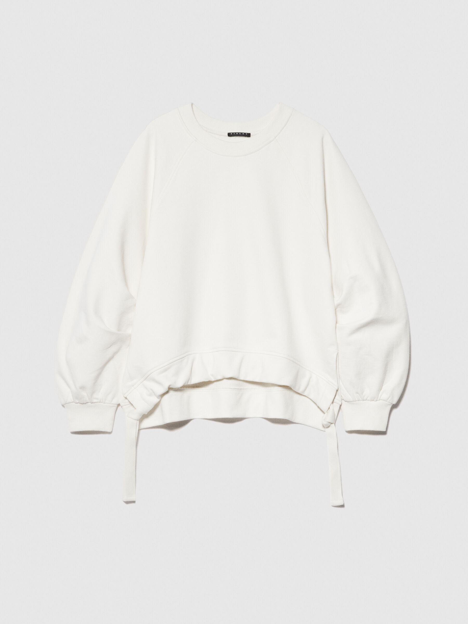 Oversized sweatshirt with drawstring, Creamy White - Sisley
