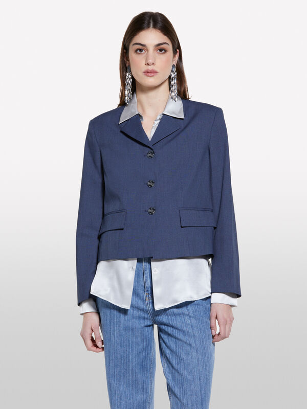Dark blue short jacket - women's blazers | Sisley