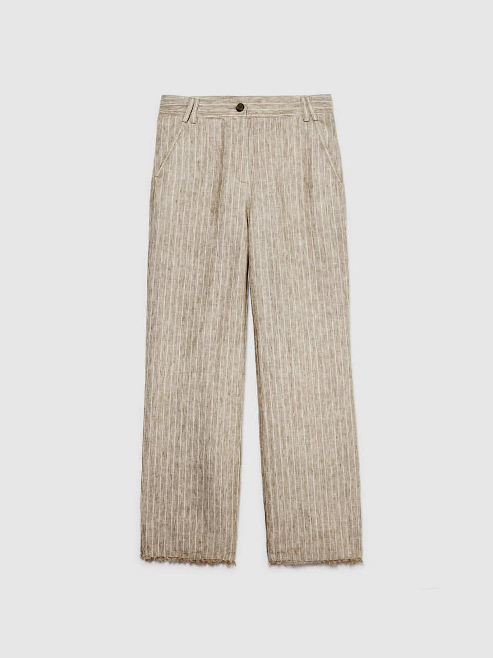 Pinstripe trousers in 100% linen Women image number null