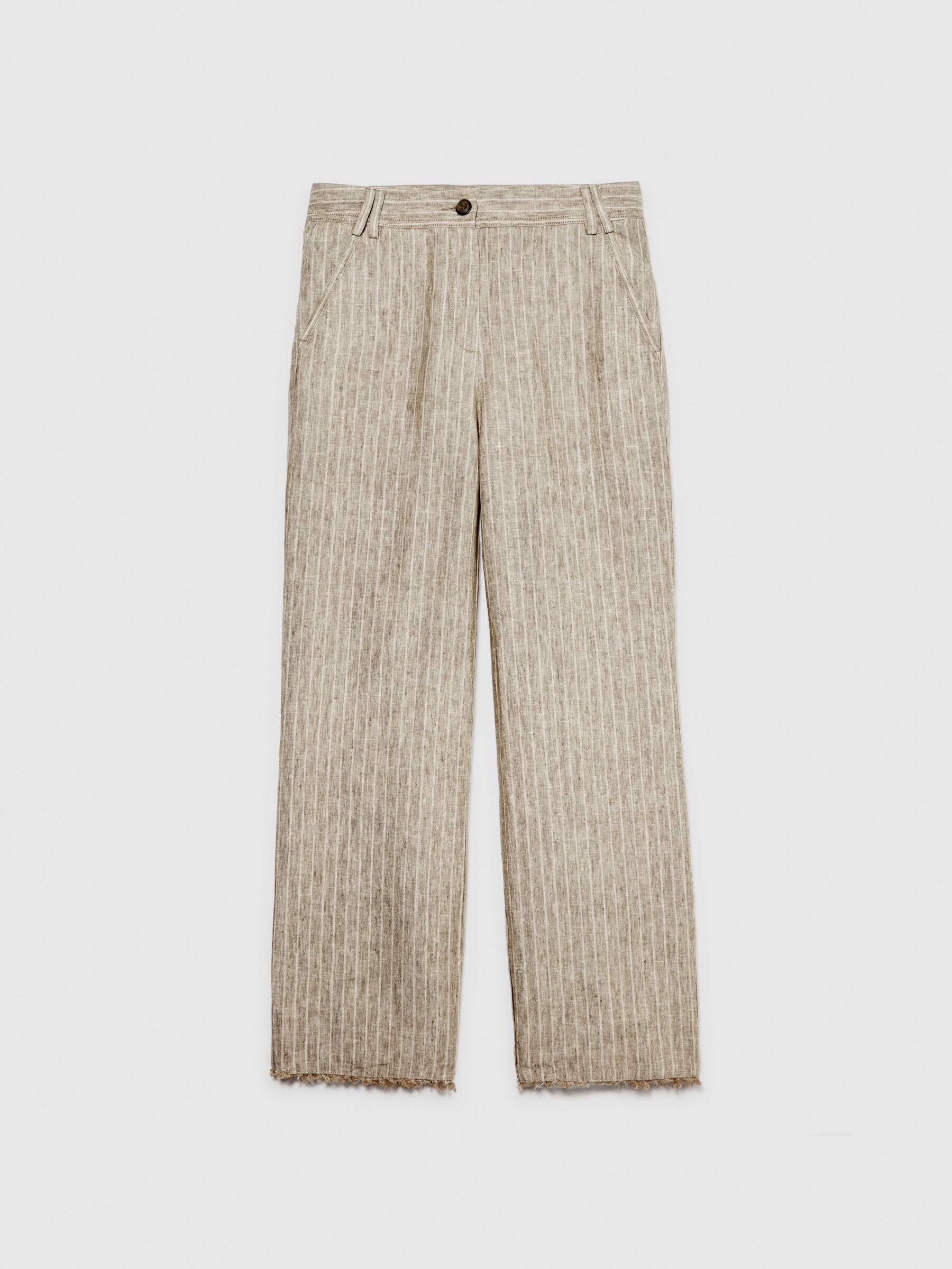 Pinstripe trousers in 100% linen Women image number null