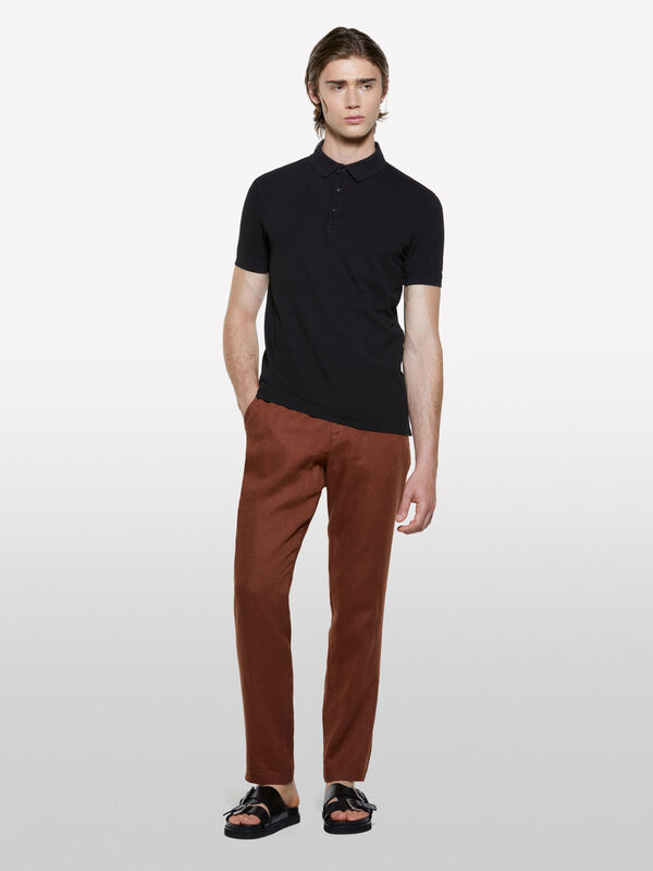 Black 100% cotton polo - men's polos | Sisley