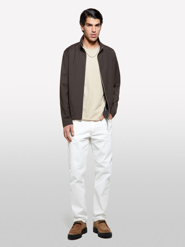 Beige slim fit short sleeve t-shirt - men's short sleeve t-shirts | Sisley