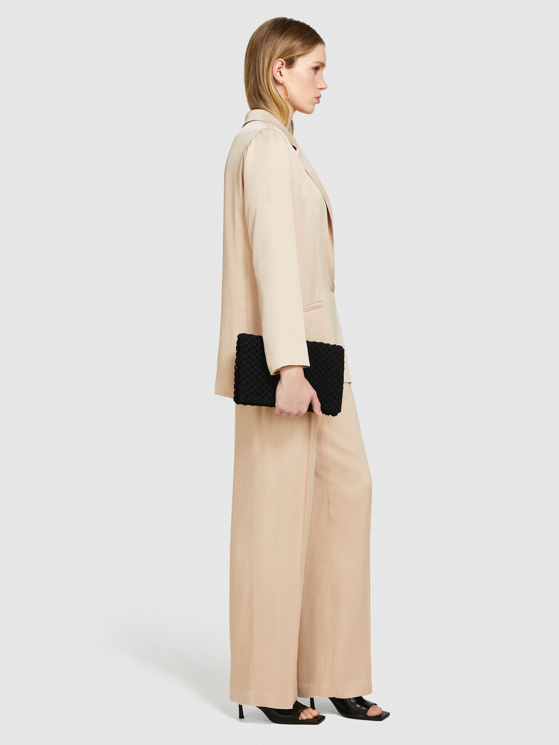 Single-breasted satin blazer Women image number null