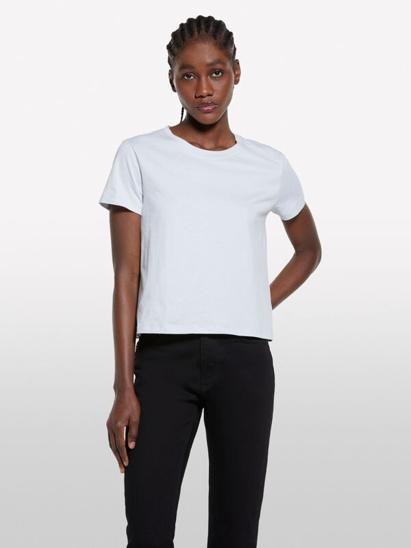 Light gray boxy fit t-shirt - women's short sleeve t-shirts | Sisley