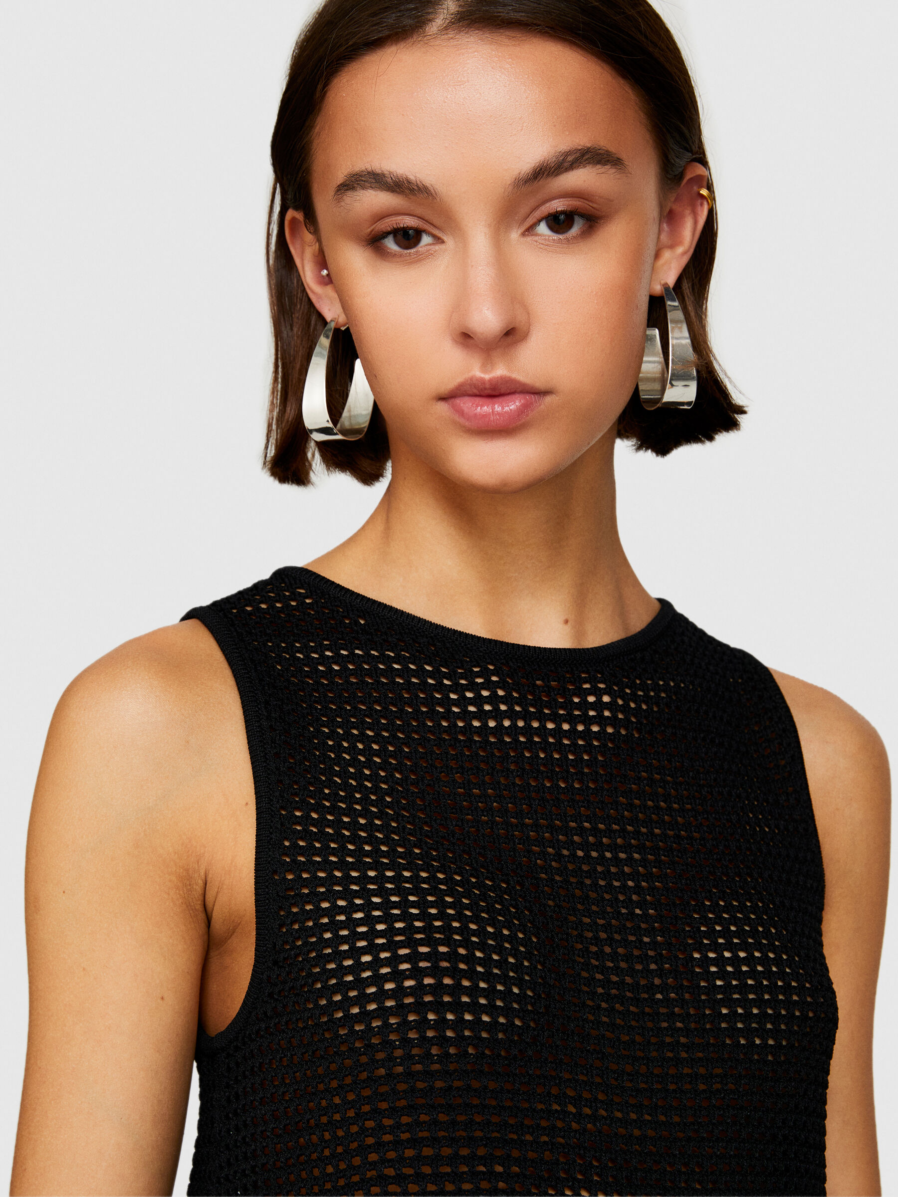 Perforated tank top with fringe Women image number null