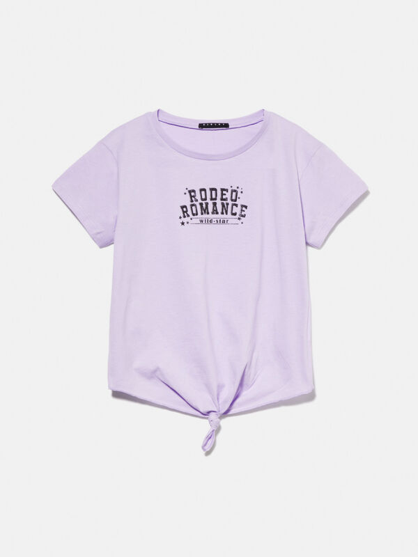 T-shirt with knot and print Junior Girl