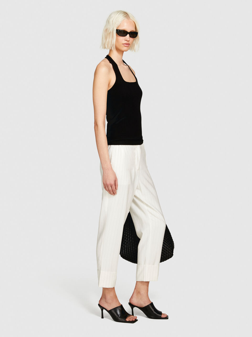 Striped flare-fit trousers Women image number null