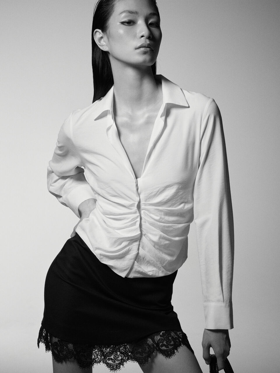 Shirt with rouching Women image number null