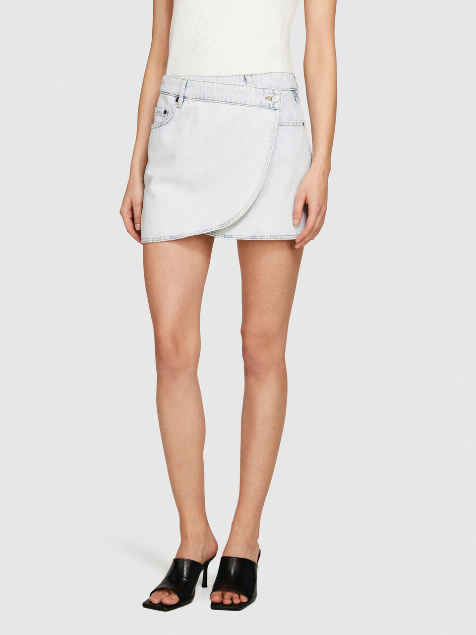 Denim mini skirt Women image number null