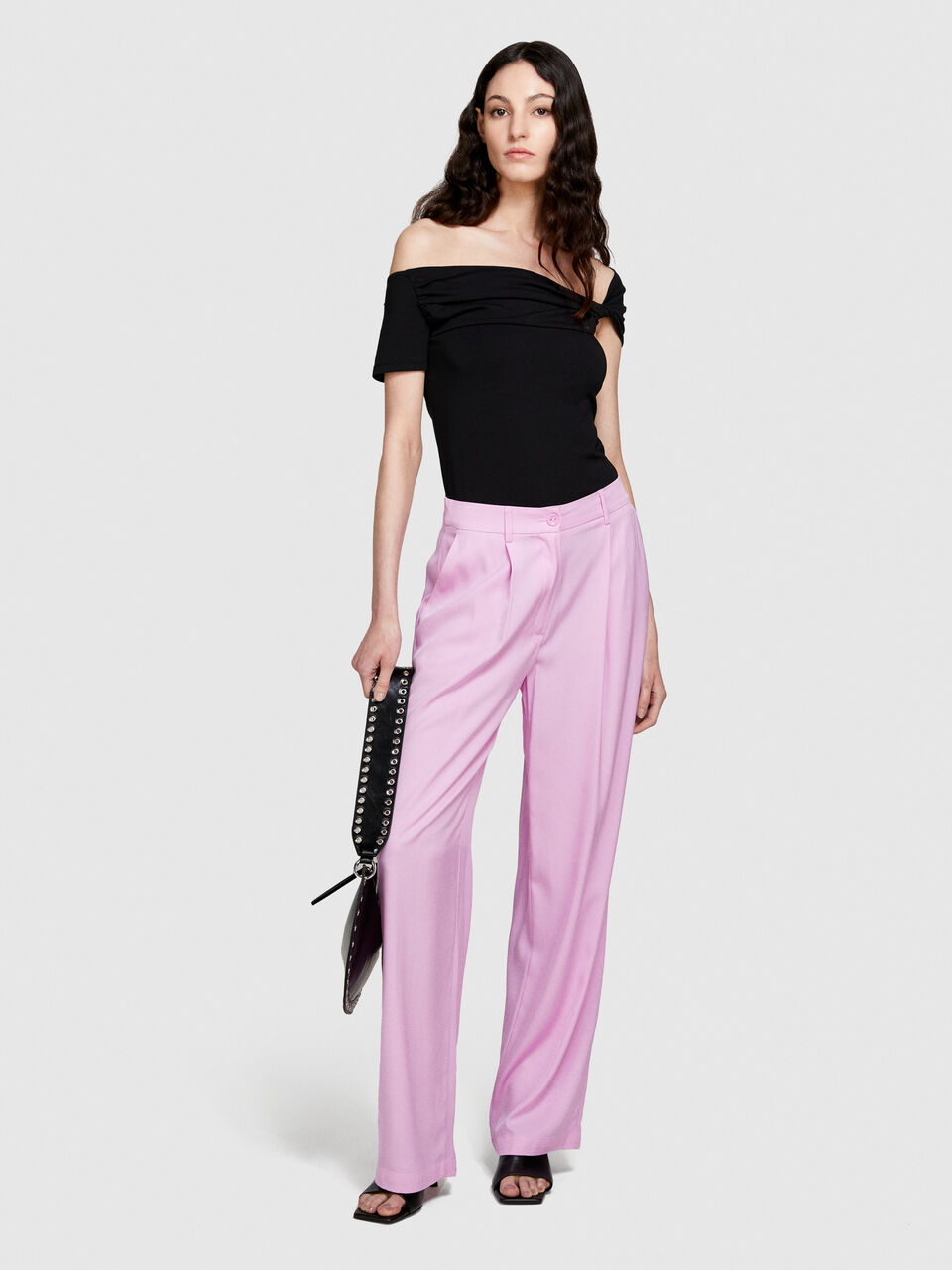 Low-waisted flared fit trousers Women image number null