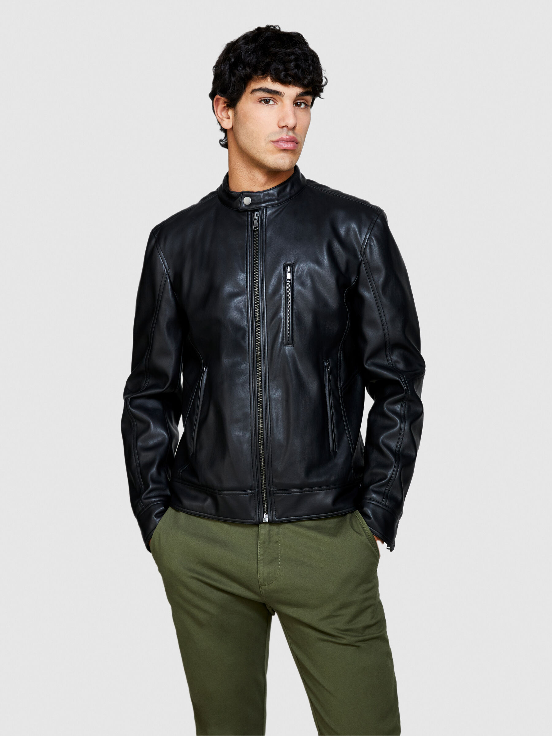 Slim fit biker jacket Black Sisley