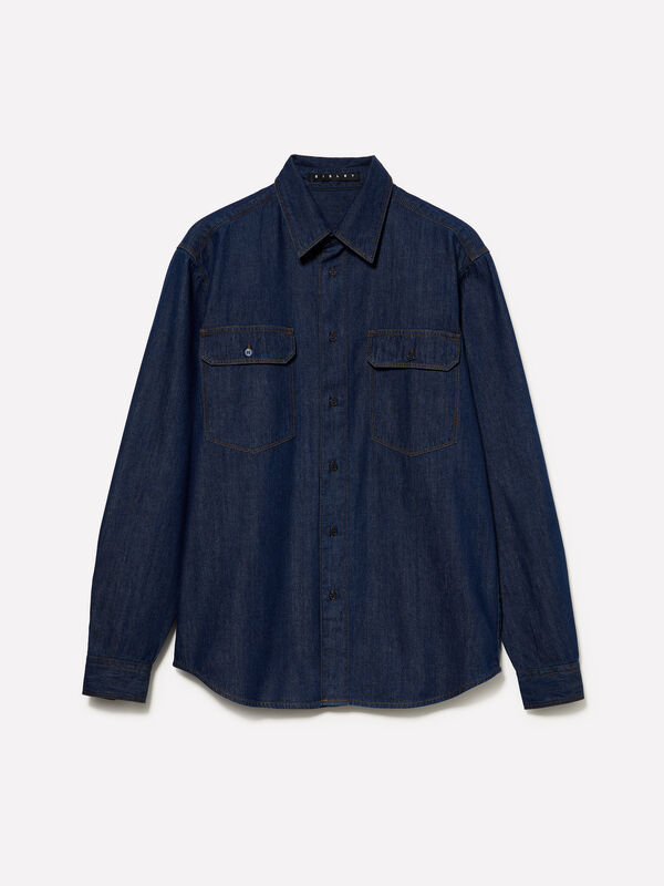 Regular fit denim shirt - men's regular fit shirts | Sisley