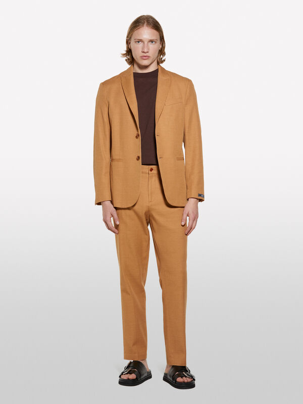 Camel single-breasted blazer - men's blazers | Sisley