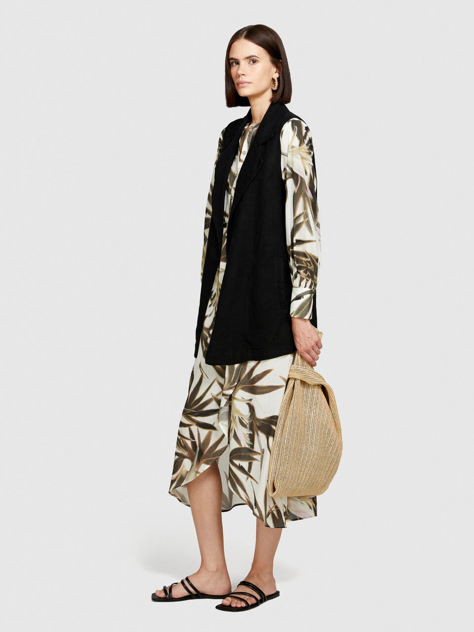 100% linen open vest Women image number null