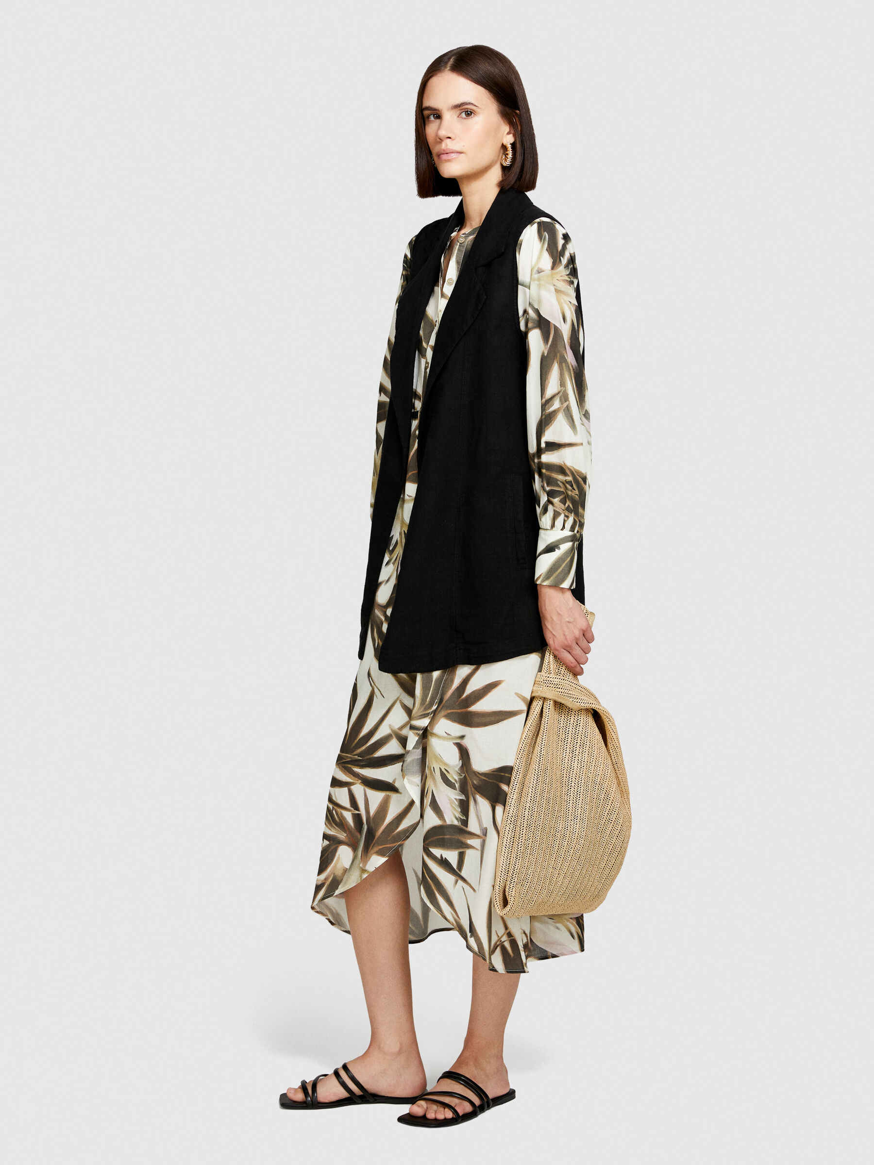 100% linen open vest Women image number null