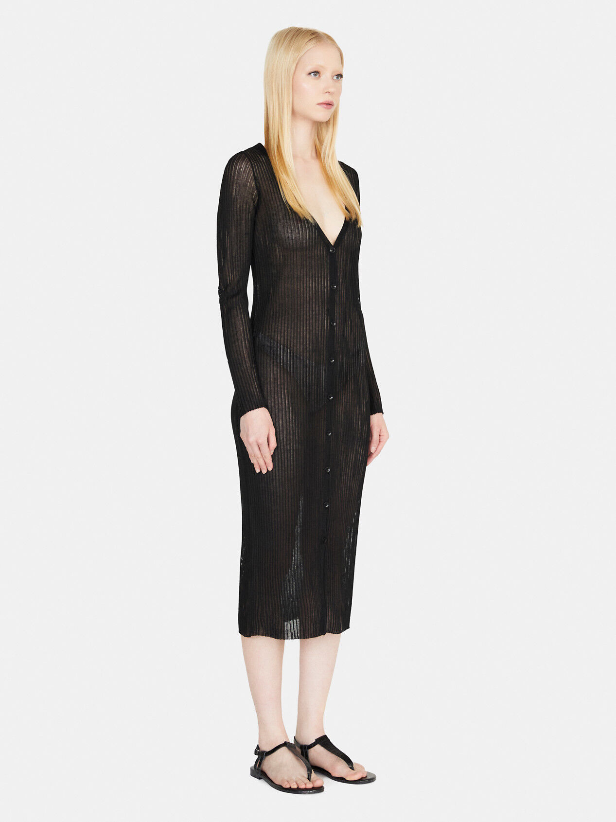 Long black ribbed cardigan store