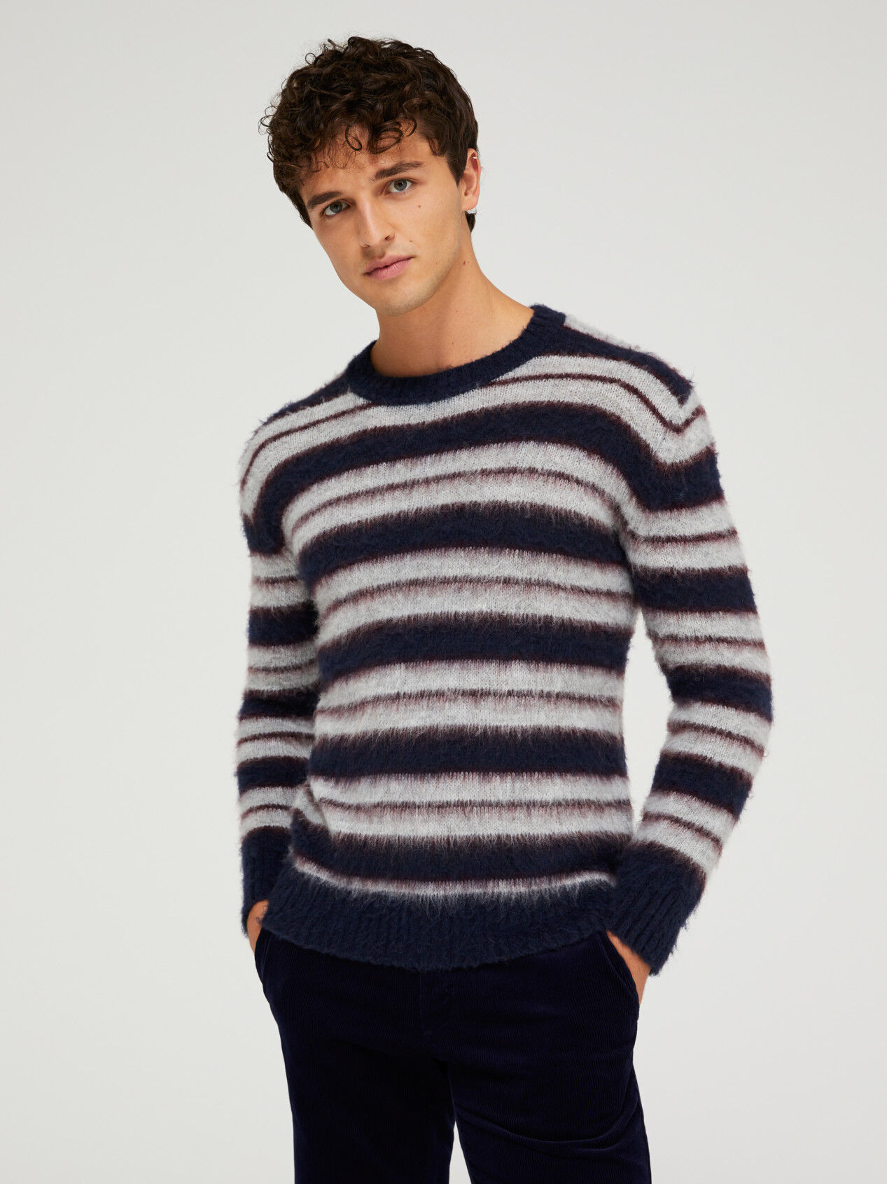 striped crew neck sweater