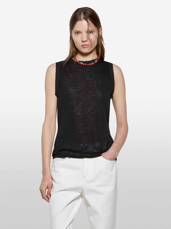 Black regular fit tank top - women's tops | Sisley
