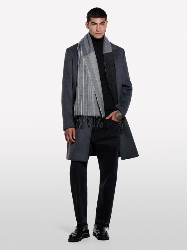 Dark gray single-breasted coat - men's coats | Sisley