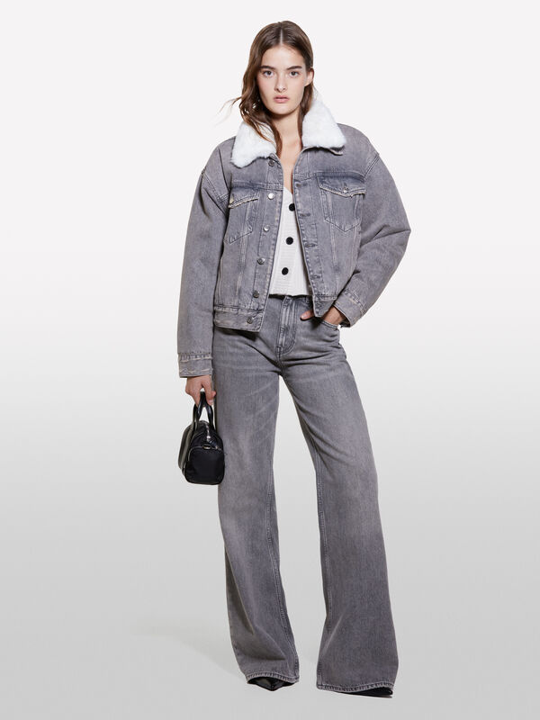 Black relaxed fit jeans - women's palazzo jeans | Sisley