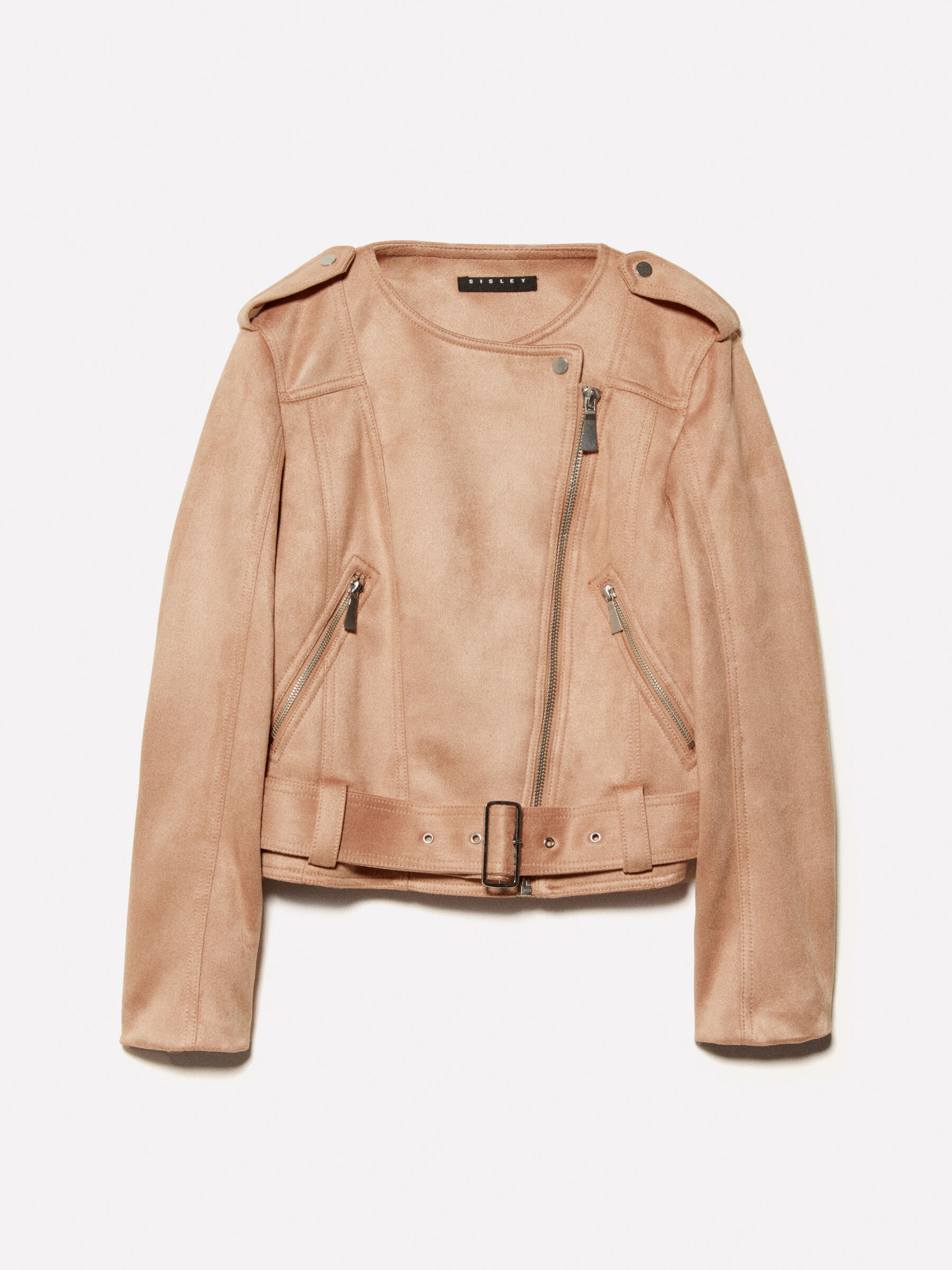 Pink boxy fit biker jacket, Soft Pink - Sisley