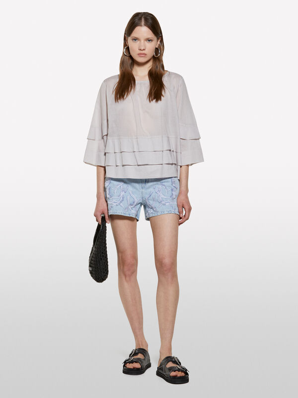 Gray blouse with frills - women's blouses | Sisley