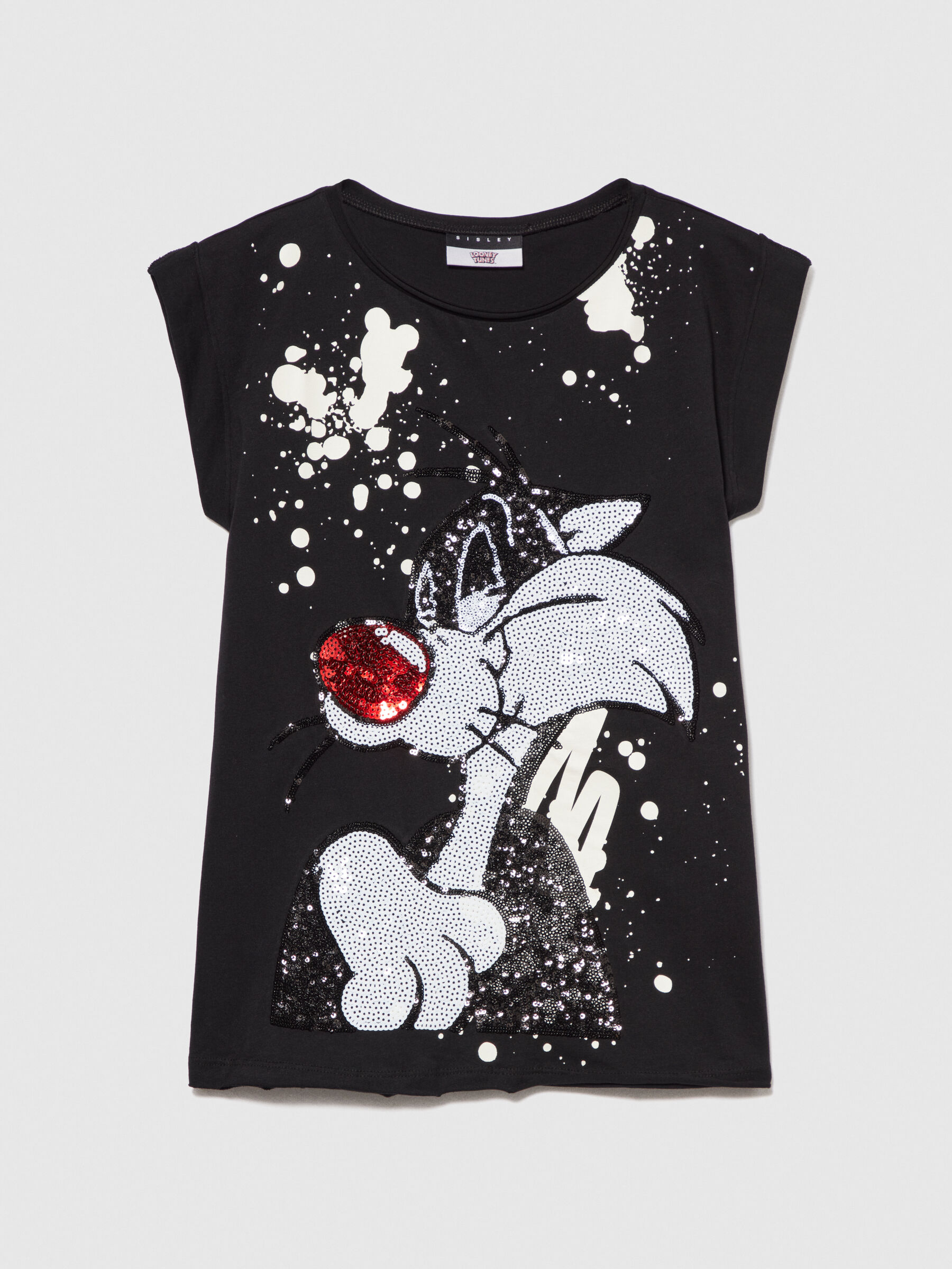Tシャツ・カットソー SAINT LAURENT Black Sequins Top Oversized ©Looney Tunes t-shirt with sequins, Black - Sisley