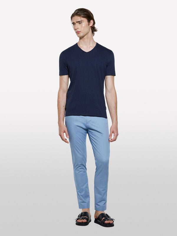 Dark blue slim fit t-shirt Dark blue slim fit t-shirt - men's short sleeve t-shirts | Sisley