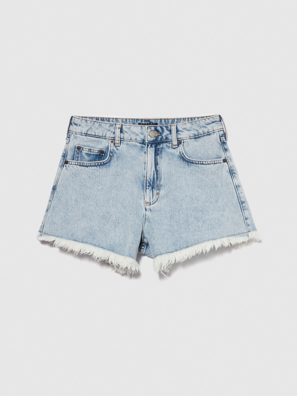 Fringed jean shorts Women image number null