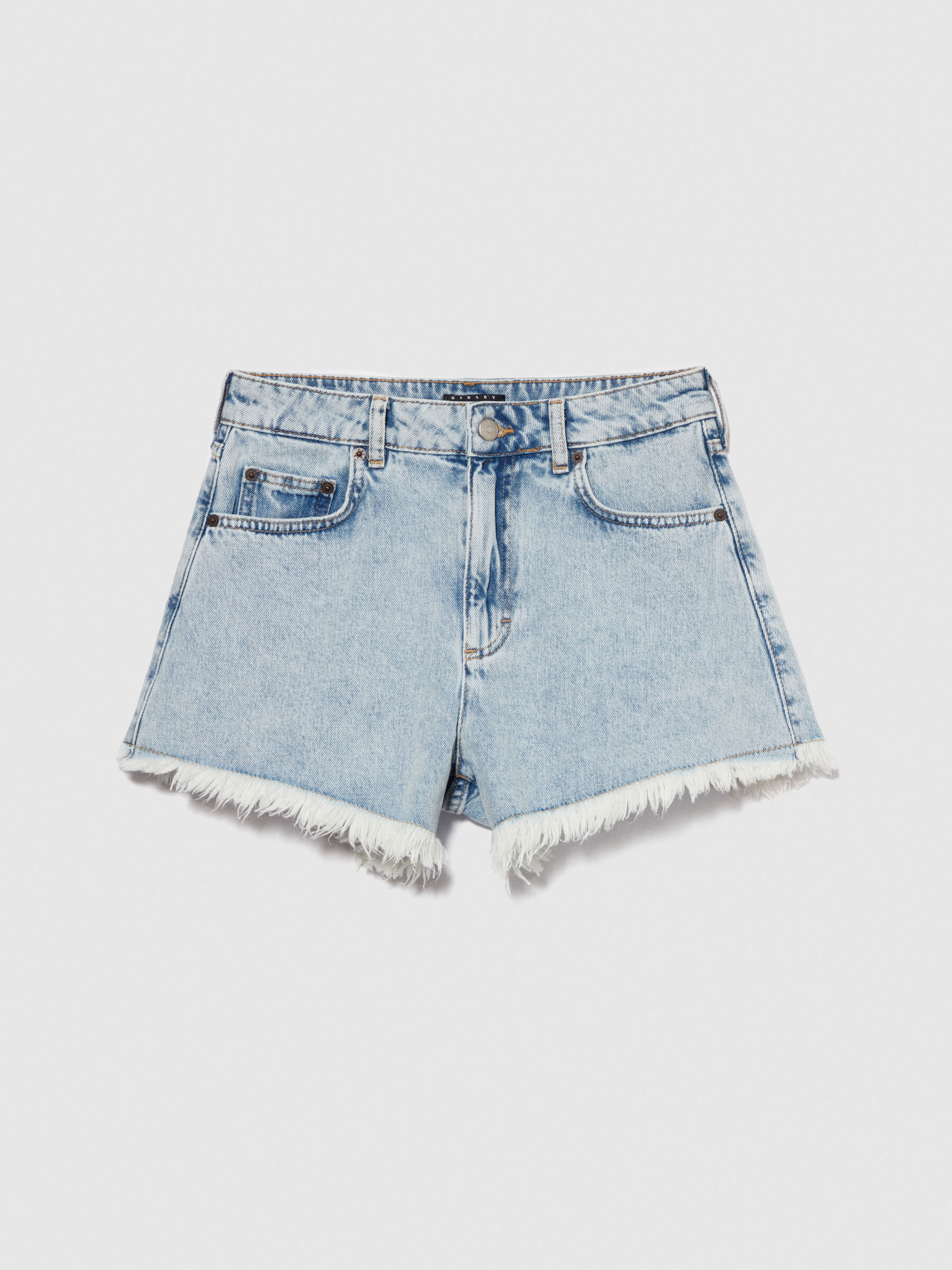 Fringed jean shorts Women image number null