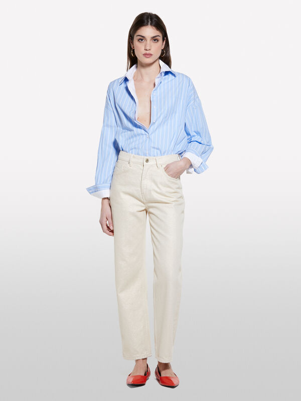 White denim trousers - women's regular fit jeans | Sisley