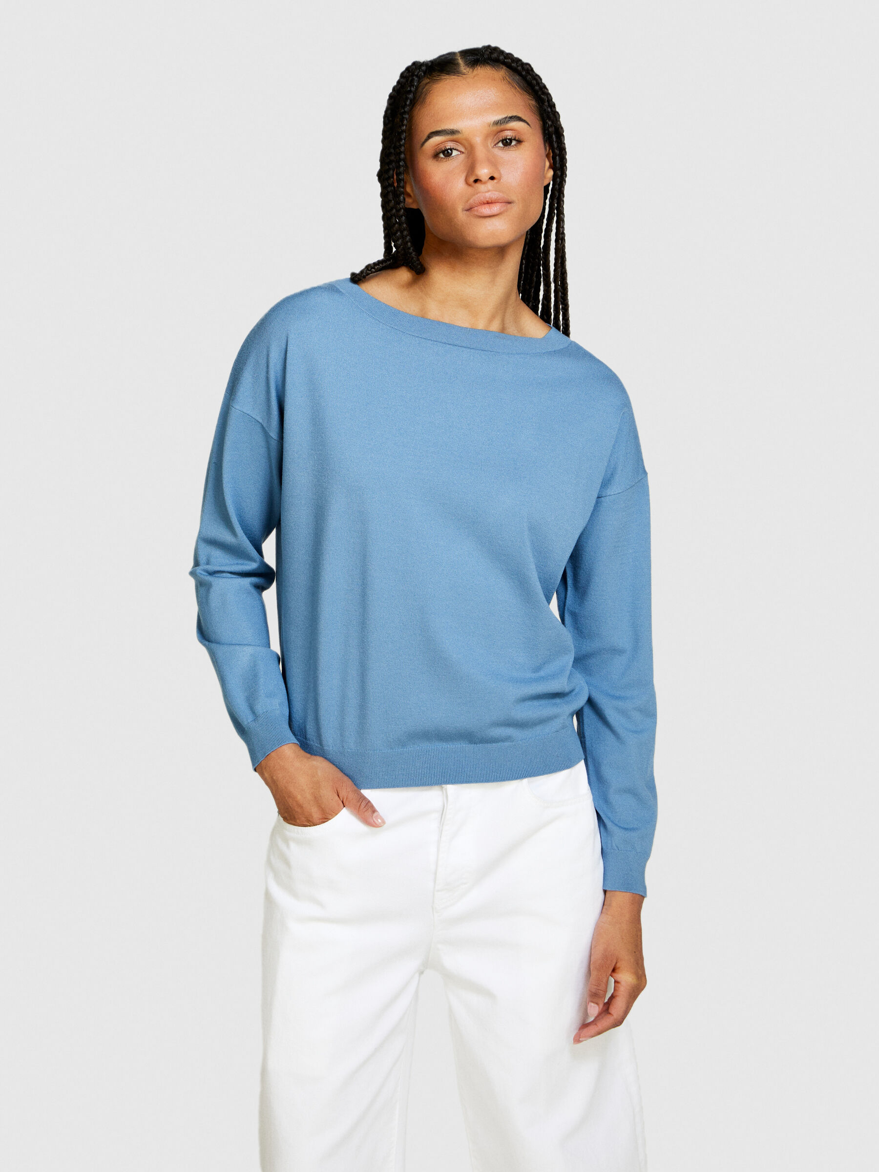 Boat neck sweater Light Blue Sisley
