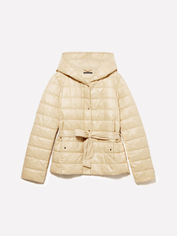 Camel padded jacket with sash - women's puffer jackets and coats | Sisley