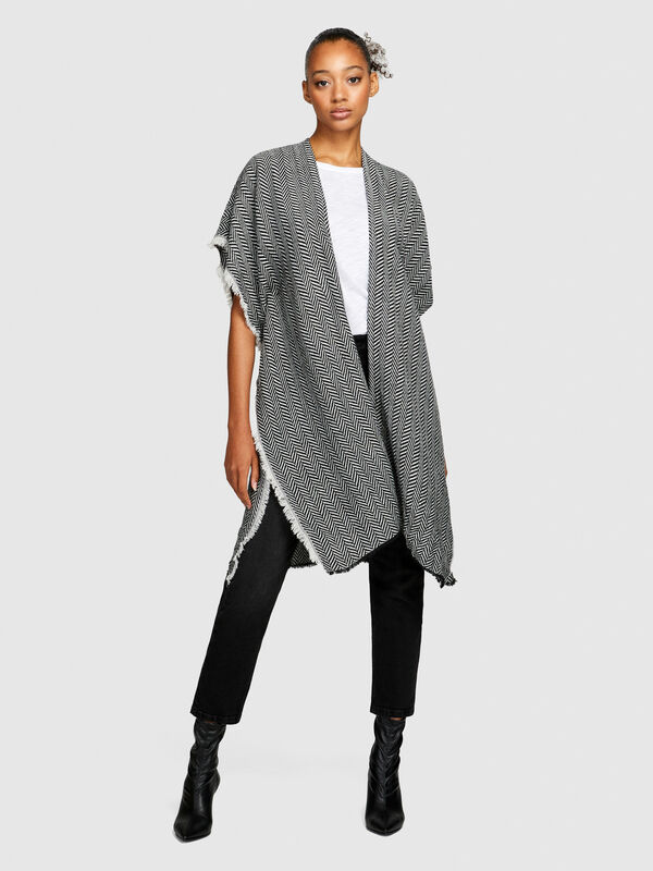 Herringbone cape - women's cloaks, ponchos and capes | Sisley